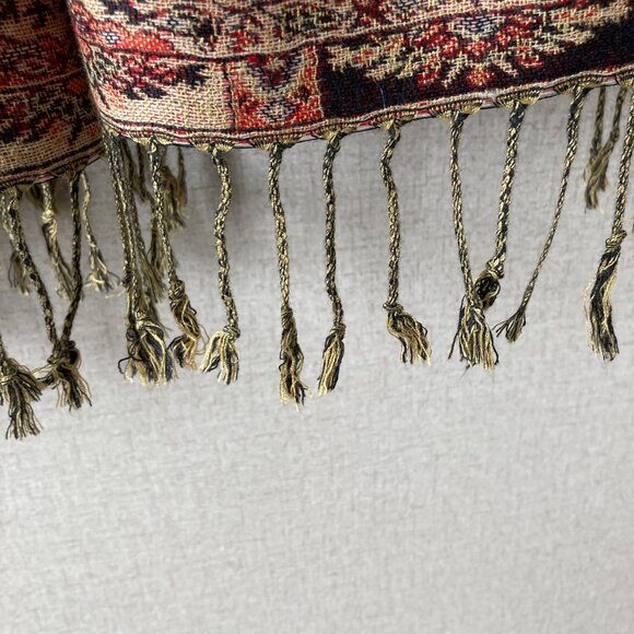 Vintage Pashmina Jacquard Paisley Long Scarf/Shawl Wrap with Tassels - Picture 8 of 9
